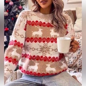 {NEW} Christmas Pattern Drop Shoulder Sweater Small